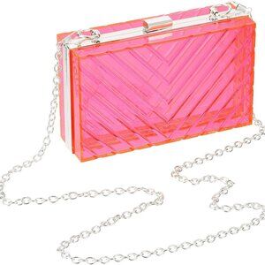 Versatile Pink/Silver Clear Clutch with Detachable Chain for Special Events